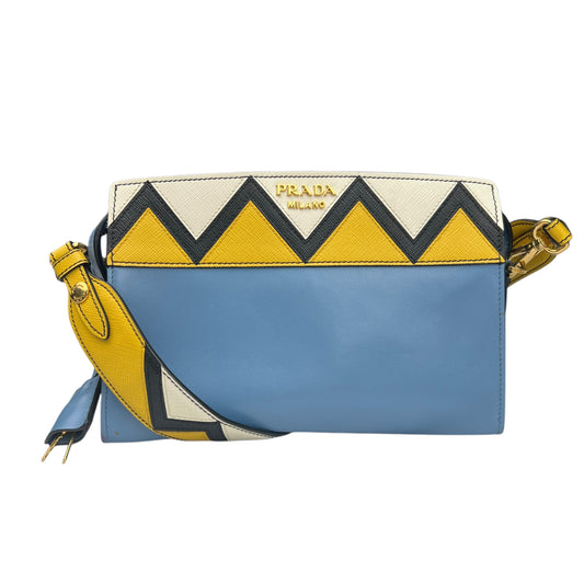 Prada City Calf Saffiano Esplanade Crossbody Bag Astrale Soleil