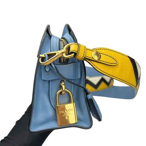 Prada City Calf Saffiano Esplanade Crossbody Bag Astrale Soleil