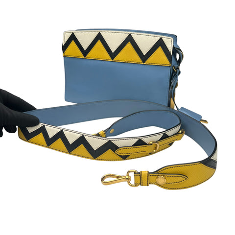 Prada City Calf Saffiano Esplanade Crossbody Bag Astrale Soleil