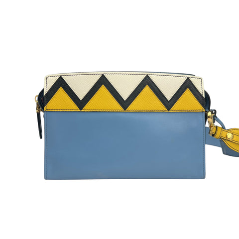 Prada City Calf Saffiano Esplanade Crossbody Bag Astrale Soleil