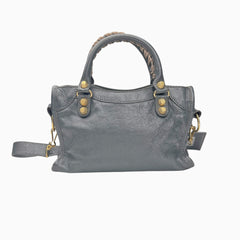 Pre-owned Balenciaga Chevre Gold Metallic Edge Hardware Mini City bag back view