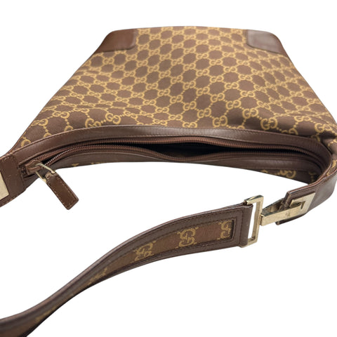 Gucci Brown/Tan GG Canvas and Leather Hobo