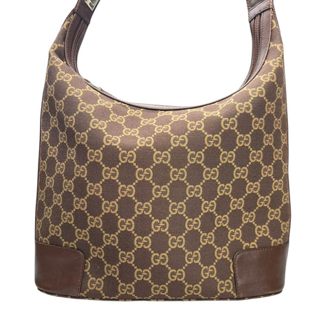 Gucci Brown/Tan GG Canvas and Leather Hobo