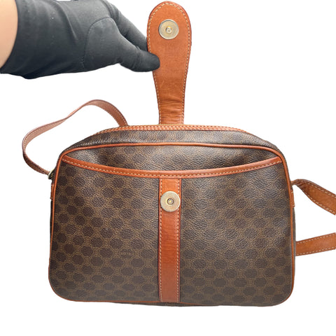 Celine Triomphe Macadam Monogram Logo GHW Vintage Flap Shoulder Sling Bag