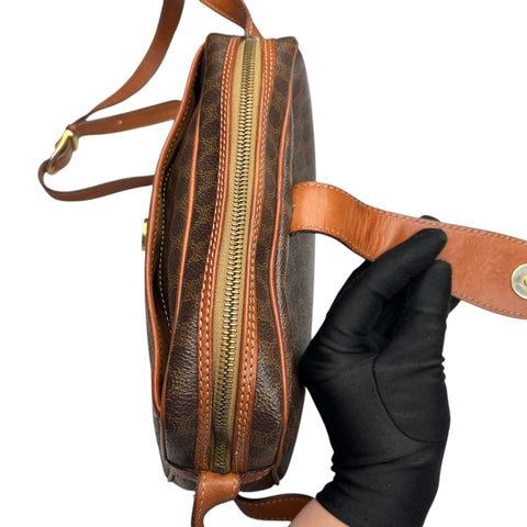 Celine Triomphe Macadam Monogram Logo GHW Vintage Flap Shoulder Sling Bag