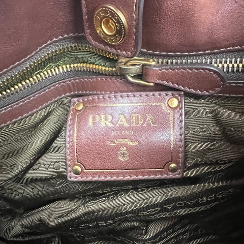 PRADA SG-Prada Leather 2way handbag Brown BR4259 Handbag