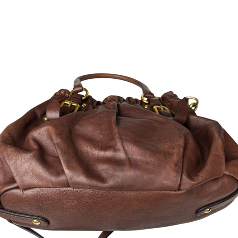 PRADA SG-Prada Leather 2way handbag Brown BR4259 Handbag