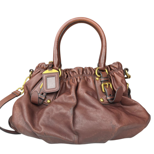 PRADA SG-Prada Leather 2way handbag Brown BR4259 Handbag