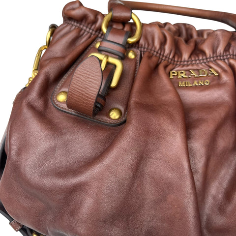 PRADA SG-Prada Leather 2way handbag Brown BR4259 Handbag