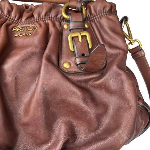 PRADA SG-Prada Leather 2way handbag Brown BR4259 Handbag