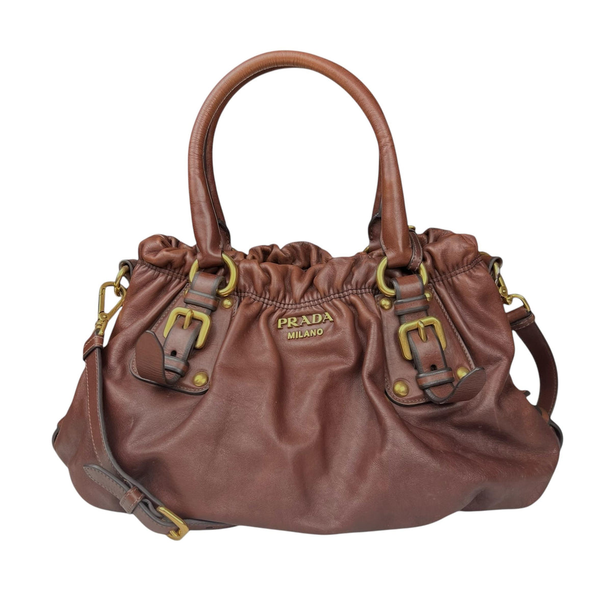 PRADA SG-Prada Leather 2way handbag Brown BR4259 Handbag