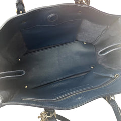 Pre-owned balenciaga-navy-blue-leather-papier-zip-around-tote-satchel-front