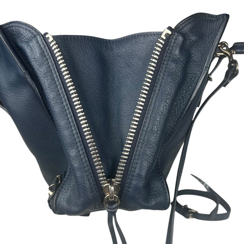 Balenciaga Navy blue Leather Papier Zip Around Tote Satchel Bag