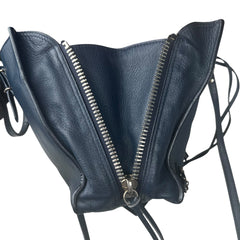 Pre-owned balenciaga-navy-blue-leather-papier-zip-around-tote-satchel-front