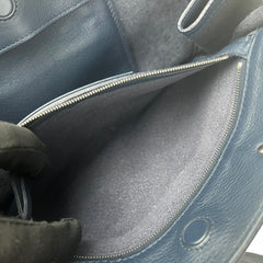 Pre-owned balenciaga-navy-blue-leather-papier-zip-around-tote-satchel-front