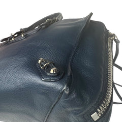 Pre-owned balenciaga-navy-blue-leather-papier-zip-around-tote-satchel-front