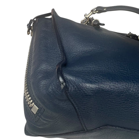 Balenciaga Navy blue Leather Papier Zip Around Tote Satchel Bag