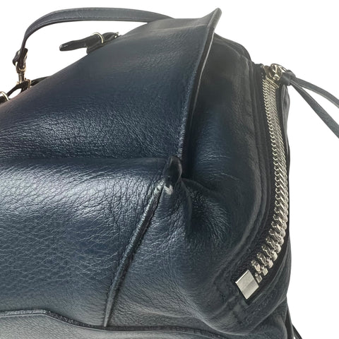 Balenciaga Navy blue Leather Papier Zip Around Tote Satchel Bag