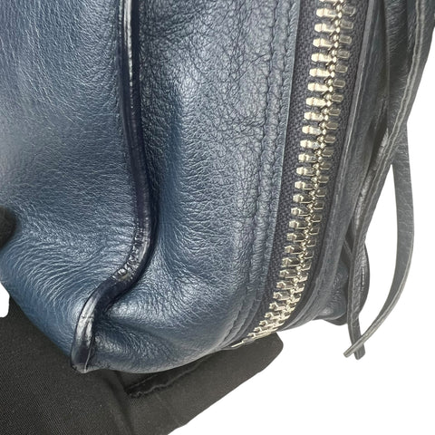 Balenciaga Navy blue Leather Papier Zip Around Tote Satchel Bag
