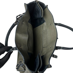 Pre-owned balenciaga-olive-green-leather-mini-papier-a6-zip-around-tote-front