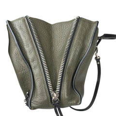 Pre-owned balenciaga-olive-green-leather-mini-papier-a6-zip-around-tote-front