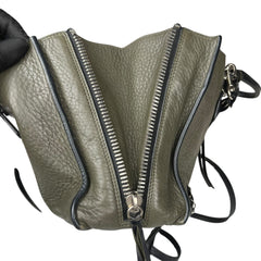 Pre-owned balenciaga-olive-green-leather-mini-papier-a6-zip-around-tote-front
