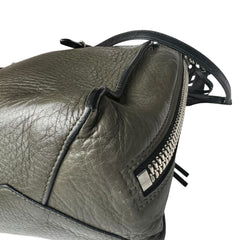 Pre-owned balenciaga-olive-green-leather-mini-papier-a6-zip-around-tote-front