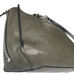 Pre-owned balenciaga-olive-green-leather-mini-papier-a6-zip-around-tote-front