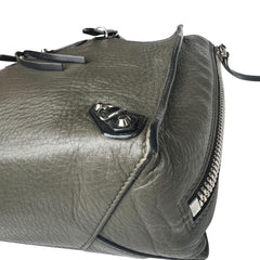 Pre-owned balenciaga-olive-green-leather-mini-papier-a6-zip-around-tote-front