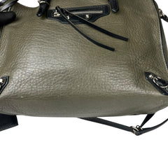 Pre-owned balenciaga-olive-green-leather-mini-papier-a6-zip-around-tote-front