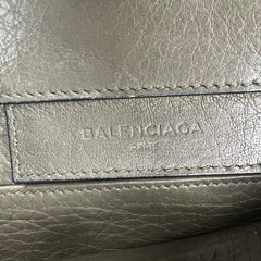 Pre-owned balenciaga-olive-green-leather-mini-papier-a6-zip-around-tote-front