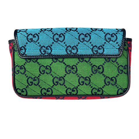 Gucci Multicolor Diagonal Quilted GG Canvas Marmont Small Shoulder Bag