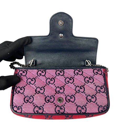 Gucci Multicolor Diagonal Quilted GG Canvas Marmont Small Shoulder Bag