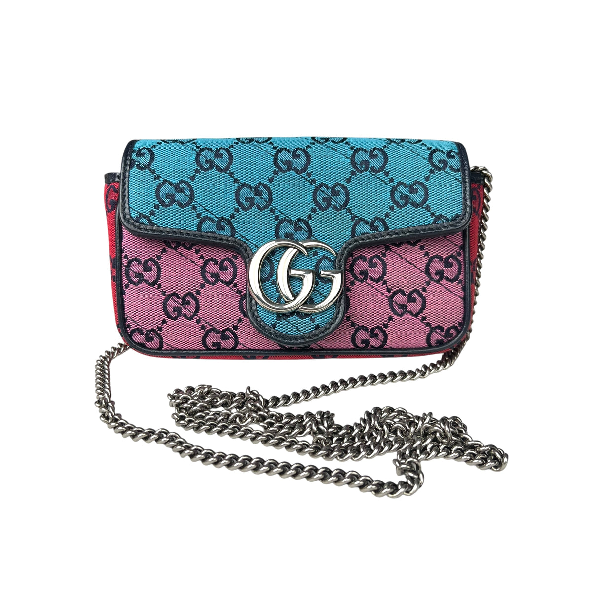 Gucci Multicolor Diagonal Quilted GG Canvas Marmont Small Shoulder Bag