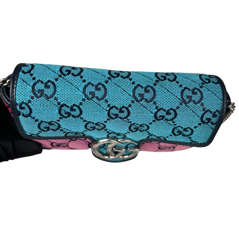 Gucci Multicolor Diagonal Quilted GG Canvas Marmont Small Shoulder Bag