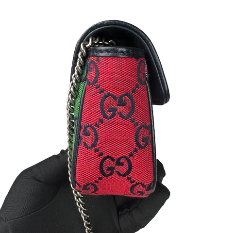 Gucci Multicolor Diagonal Quilted GG Canvas Marmont Small Shoulder Bag