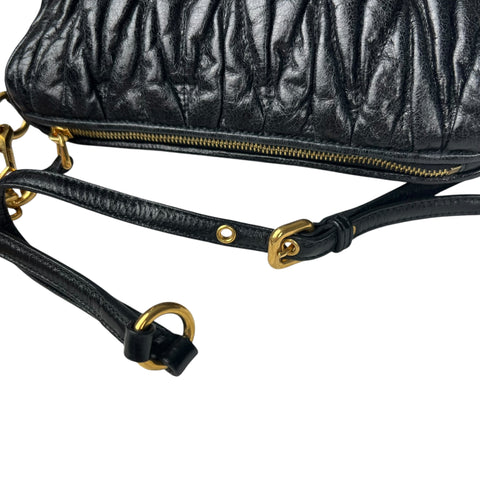 Miu Miu Black Matelassé Leather Shoulder Bag