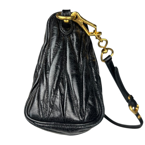 Miu Miu Black Matelassé Leather Shoulder Bag