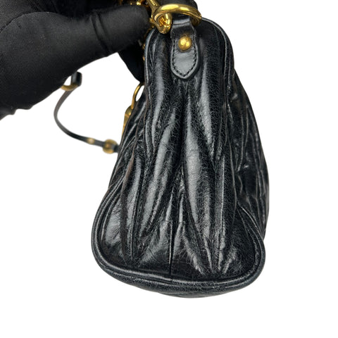 Miu Miu Black Matelassé Leather Shoulder Bag