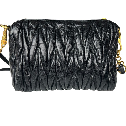 Miu Miu Black Matelassé Leather Shoulder Bag