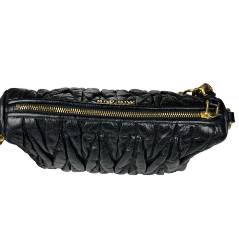 Miu Miu Black Matelassé Leather Shoulder Bag