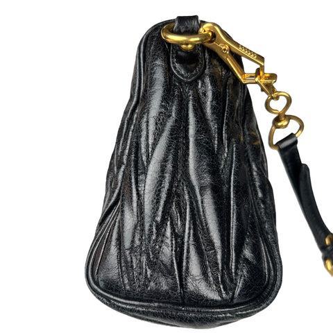 Miu Miu Black Matelassé Leather Shoulder Bag