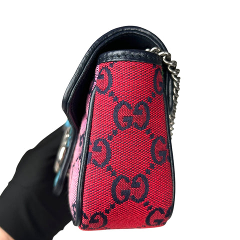 Gucci Multicolor Diagonal Quilted GG Canvas Marmont Small Shoulder Bag