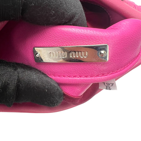 Miu Miu Pink Matelasse Crystal Leather Satchel
