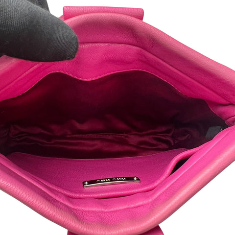 Miu Miu Pink Matelasse Crystal Leather Satchel