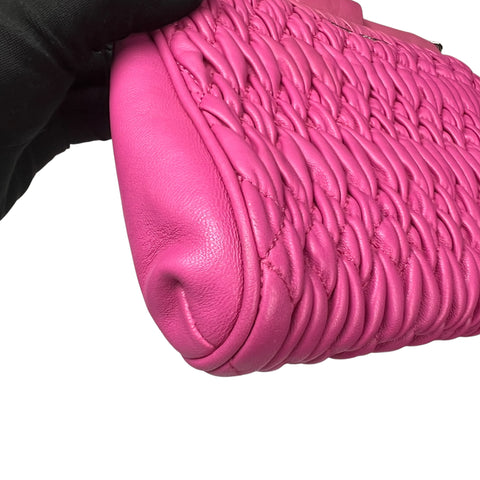 Miu Miu Pink Matelasse Crystal Leather Satchel