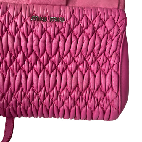 Miu Miu Pink Matelasse Crystal Leather Satchel
