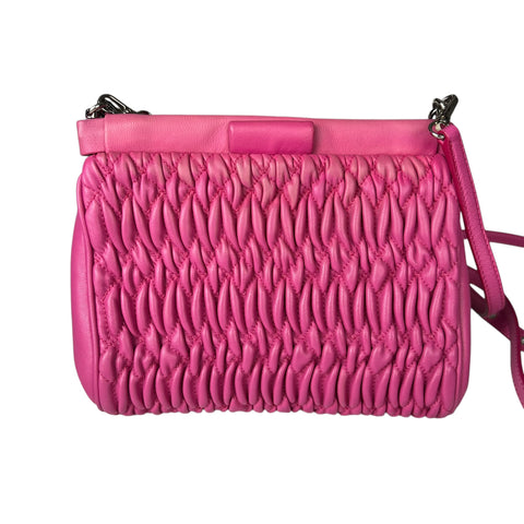 Miu Miu Pink Matelasse Crystal Leather Satchel
