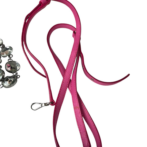 Miu Miu Pink Matelasse Crystal Leather Satchel