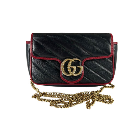 Gucci GG Marmont Chain Shoulder Crossbody Bag Quilted Super Mini